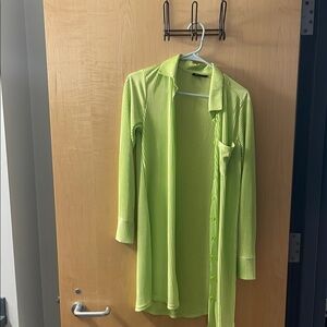 Vibrant Lime Green Long Sleeve Cardigan